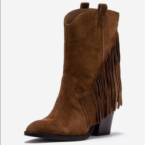 ASH ELISON BIS BOHO SUEDE LEATHER FRINGE WESTERN BOOTS RUSSET NWT SZ EUR 38 US 8 - Picture 2 of 10